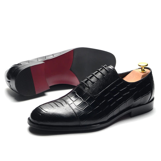 Lisbon Elegance Black Leather Oxfords