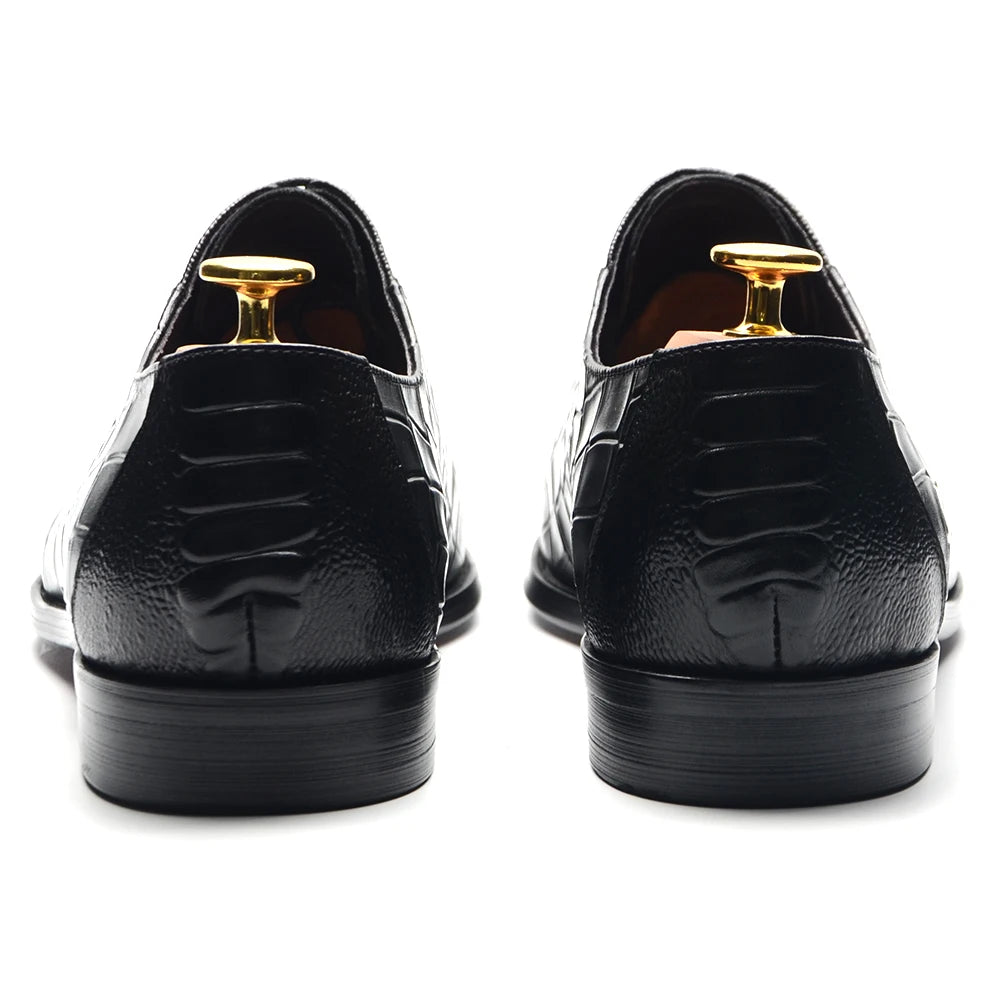 Lisbon Elegance Black Leather Oxfords