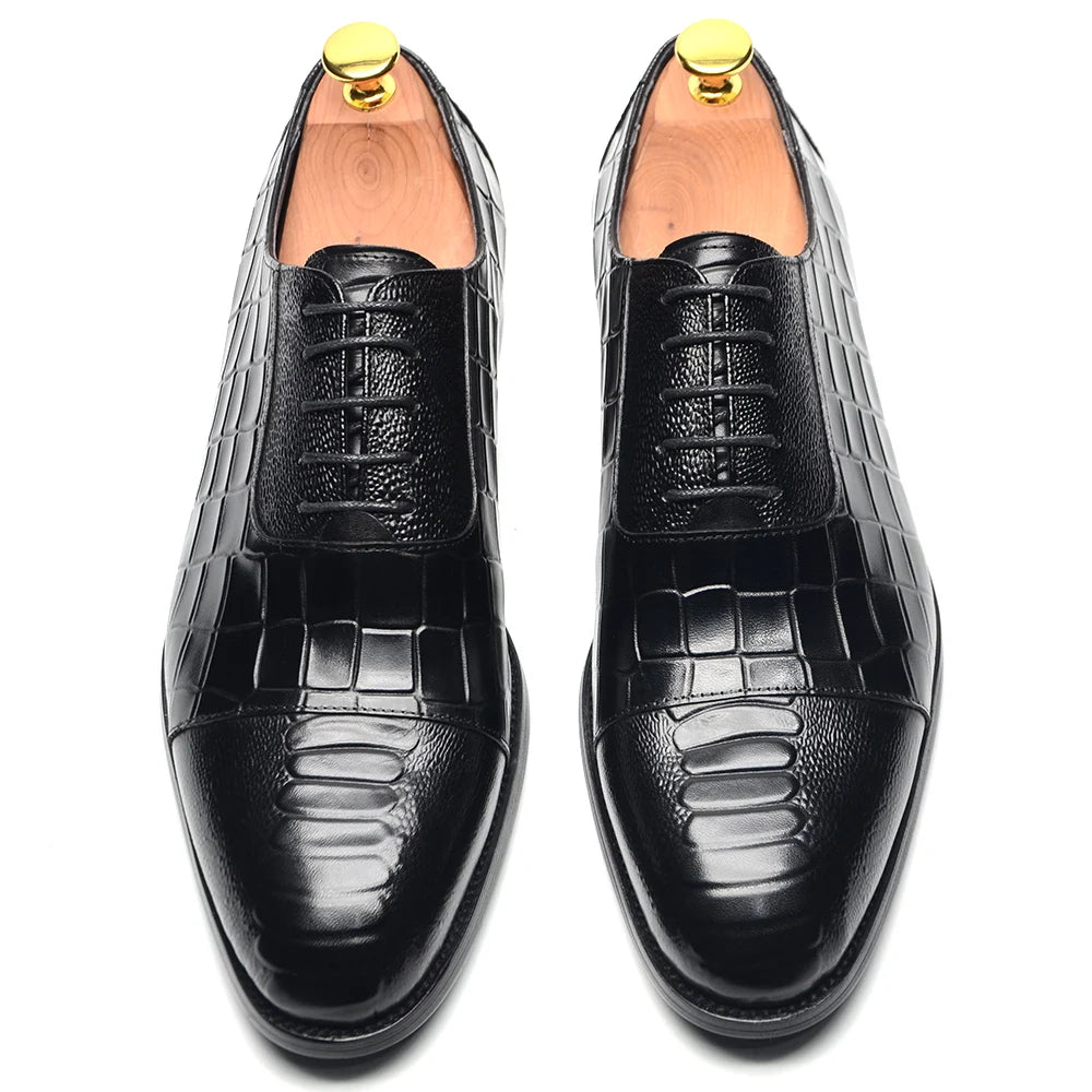 Lisbon Elegance Black Leather Oxfords